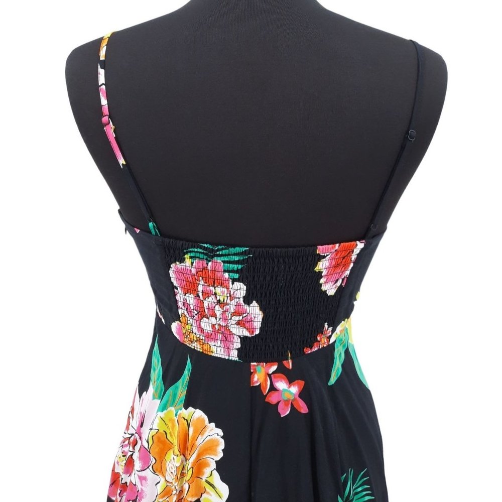 Old Navy The Cami Dress Black Floral Size M Tropical Summer Short Swing Rayon - Picture 7 of 11